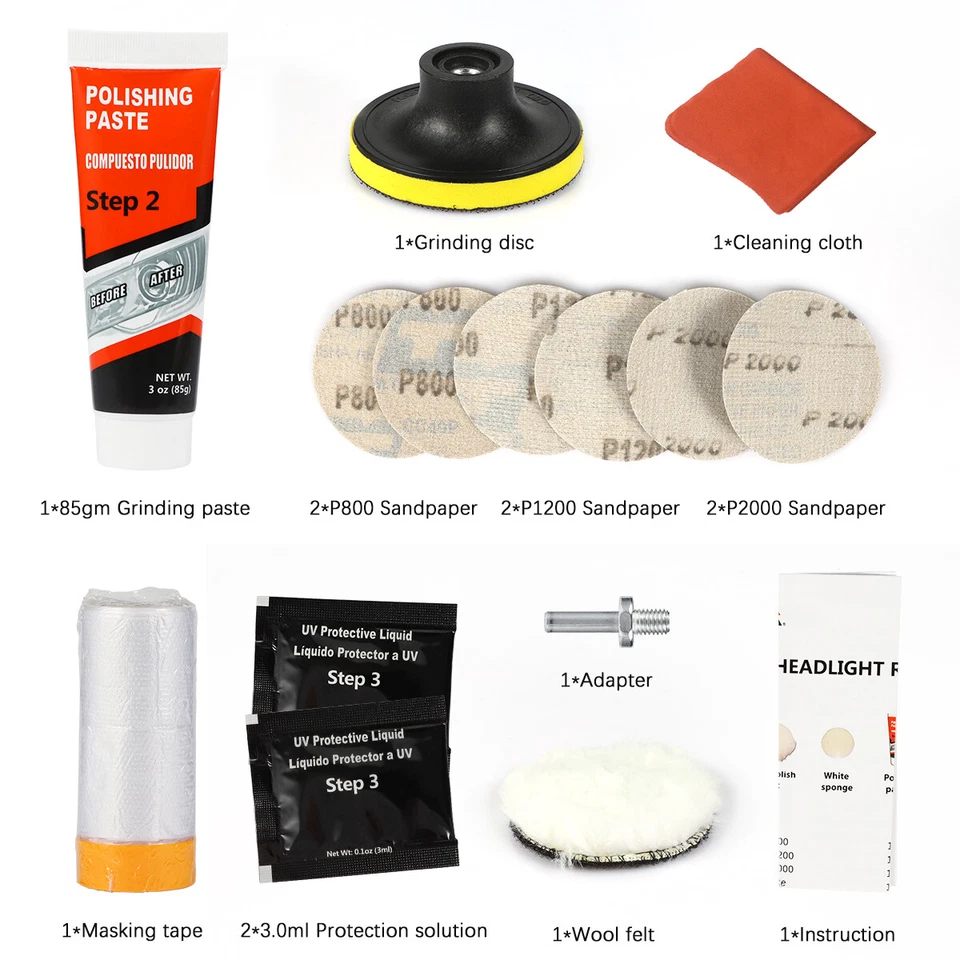 Profi Reparatur Set Scheinwerfer Politur Frontscheinwerfer Polieren Aufbereitung - Bild 2 von 4