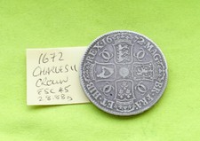 1672 Silver CROWN Coin King Charles II (1660-1685) 28.88 grams ESC 45