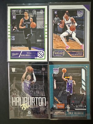 (4) Rookie NBA Tyrese Haliburton RC Classics Threads Playbook Luminance
