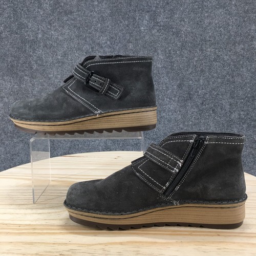 Naot Boots Womens 38 Luisia Casual Zip Wedge Ankle Bootie Leather Gray Suede - Picture 2 of 16