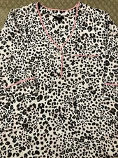 SIMPLY VERA WANG Nightgown Lounge Sleep Shirt Sz M - Animal print w/pink trim
