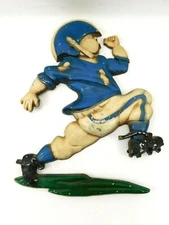 Vintage Retro 1976 Homco Painted Metal Wall Decor Football Player USA
