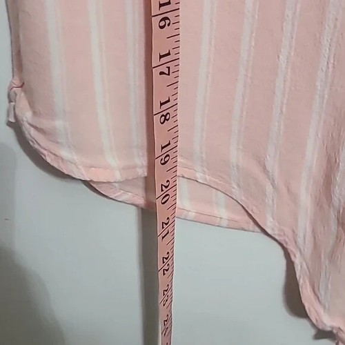 JUSTICE Girls Pink White Striped Button Up Tie at Waist Blouse - Size 12 - Picture 11 of 13