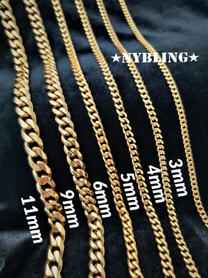 Miami Cuban Curb Link Chain Necklace 18k Gold Plated Stainless Steel Never Fades