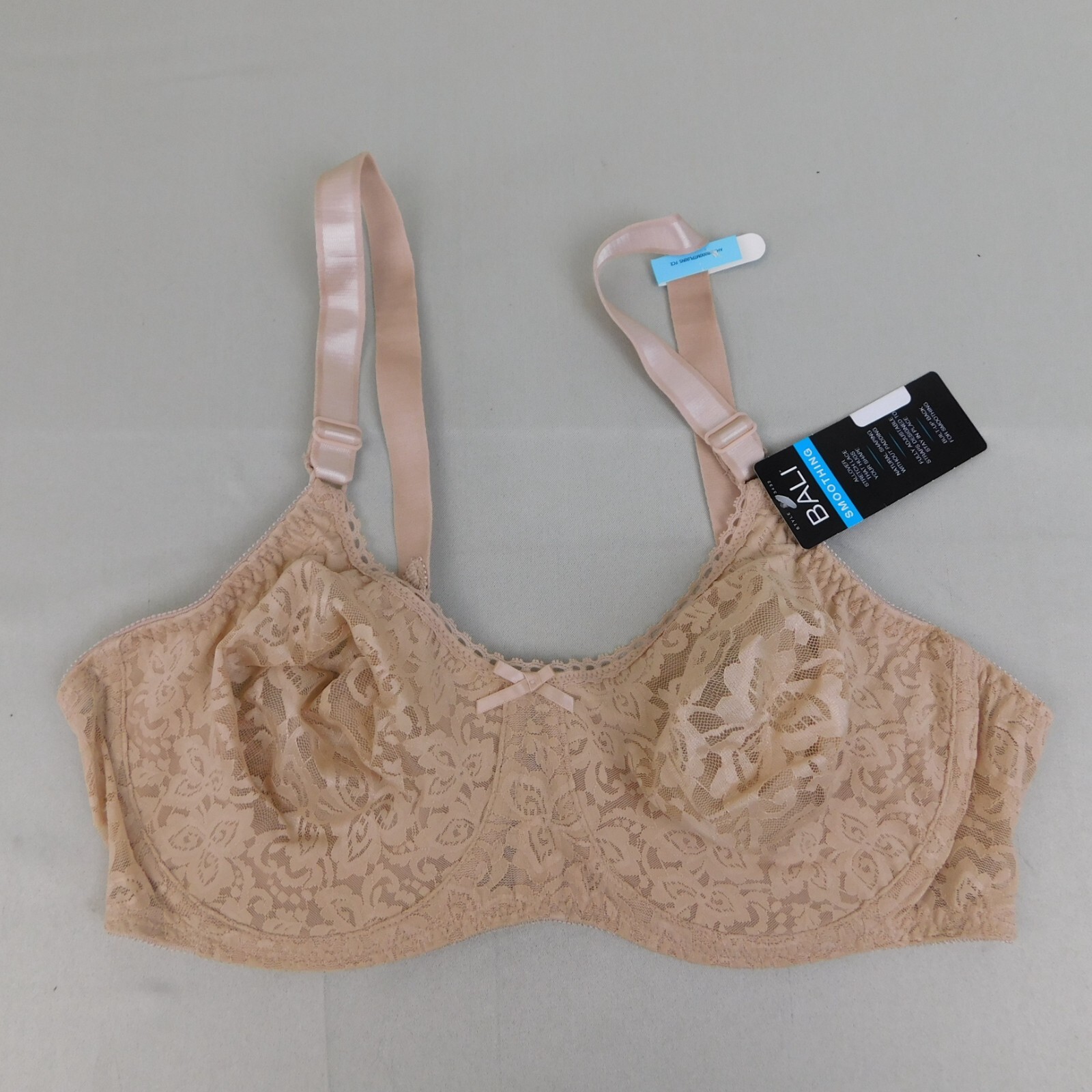 Bali 3432 Comfort U Lace Smooth Seamless Full Coverage Bra 38C, Nude