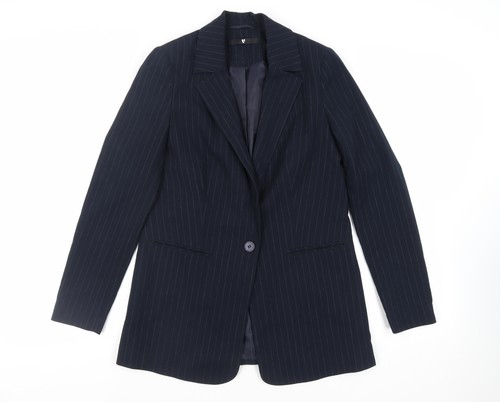 Very Womens Blue Striped Jacket Blazer Size 8 Button - 第 1/10 張圖片