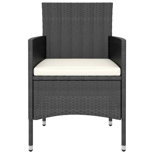 NNEVL 5 Piece Garden Bistro Set Poly Rattan & Solid Acacia Wood Black - Picture 4 of 11