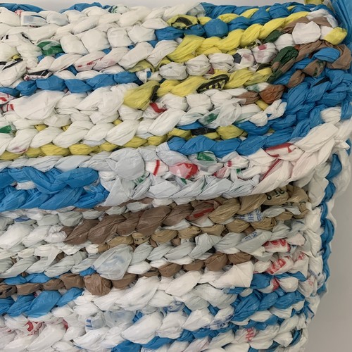 Bolso de mano de ganchillo de colección hecho a mano reciclado reutilizable colorido - Imagen 11 de 12