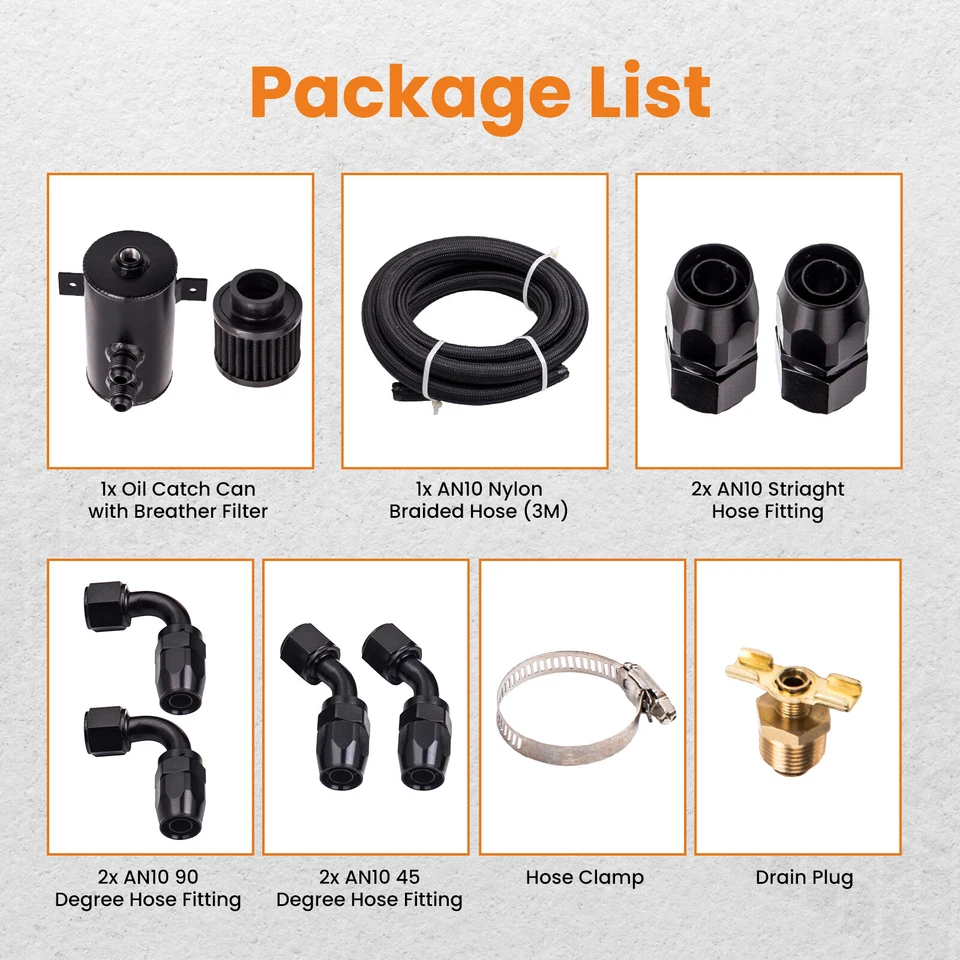 Black Aluminium Baffled Engine Oil Catch Can 0.75L 2-Port AN10 Universal - Image 4 of 4