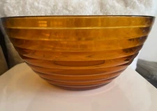 Amber Duralex Beehive Glass Bowl, Made in France, 10.25" Diameter