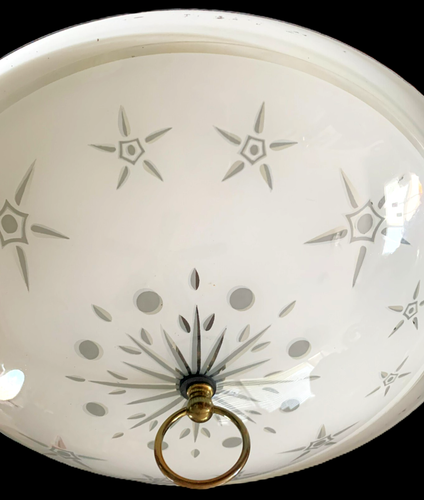Vintage MCM Atomic UFO Flying Saucer Pull-Down Retractable Ceiling Light Fixture - Picture 4 of 20