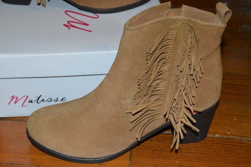 MATISSE CLOEY SUEDE LEATHER FRINGE DETAILED SIDE ZIP ANKLE BOOTS PICK SIZE COLOR - Picture 6 of 28