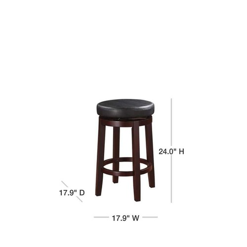 Linon Home Decor Cushioned Bar Stool 24" Backless Swivel Foot Rest Black/Brown - Picture 3 of 10