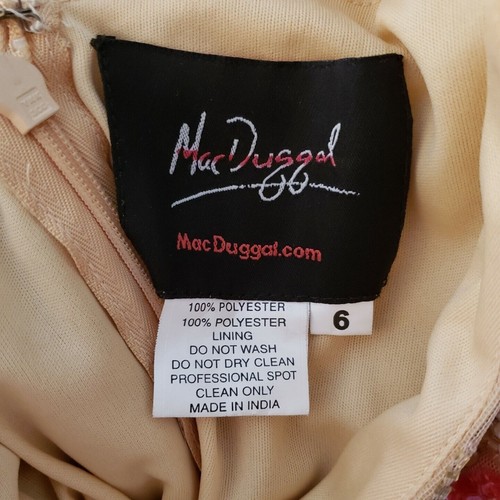 Mac Duggal LONG SLEEVE FLORAL BEADED SEQUIN V Neck MIDI DRESS Gold Size 6 $598 - Picture 8 of 8