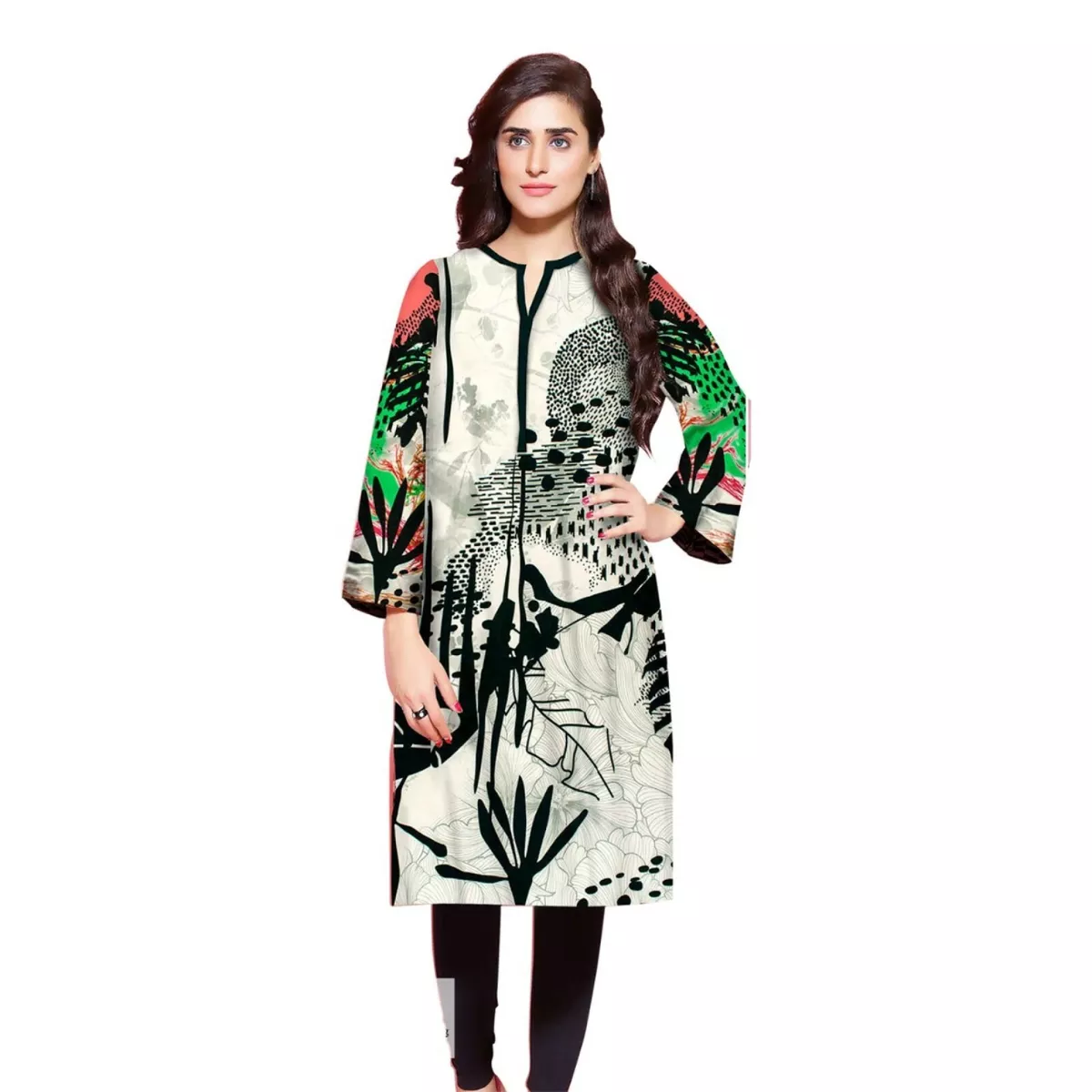 Fit & Flare Multicolor Cotton Embroidered Tunic | Poonam Digital-1002 |  Cilory.com