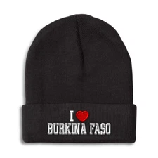 Beanies for Men I Love Burkina Faso Winter Hats for Women Acrylic Skull Cap