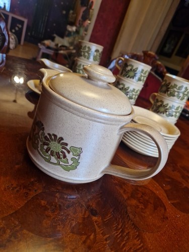 Vintage Ironstone Kiln Craft Tea Set. Teapot. Milk Jug & 9 Cups With Saucers. - Picture 22 of 24