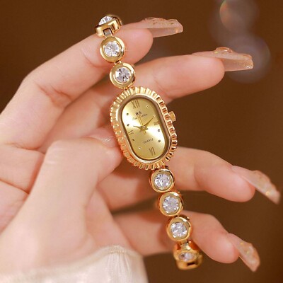 Sku0270 Retro Gold Brown Gemstones Women Watch Bracelet Stainless steel+gift bag Vintage Inspired Gold Brown Gemstones Women Minimalist Watch  main image 4