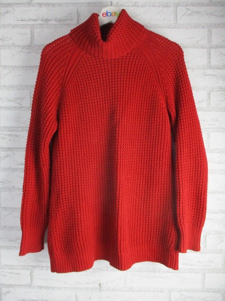 Sportsgirl womens waffle knit burnt red 2XS roll neck long sleeve cotton mix
