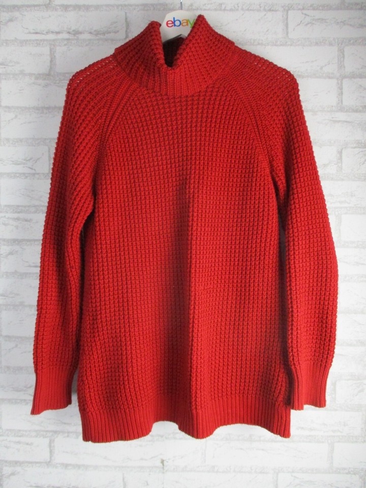 Sportsgirl womens waffle knit burnt red 2XS roll neck long sleeve cotton mix