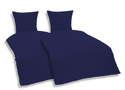 4 teilige Uni Bettwäsche 155 x 220 cm navy blau Einfarbig Mikrofaser Garnitur