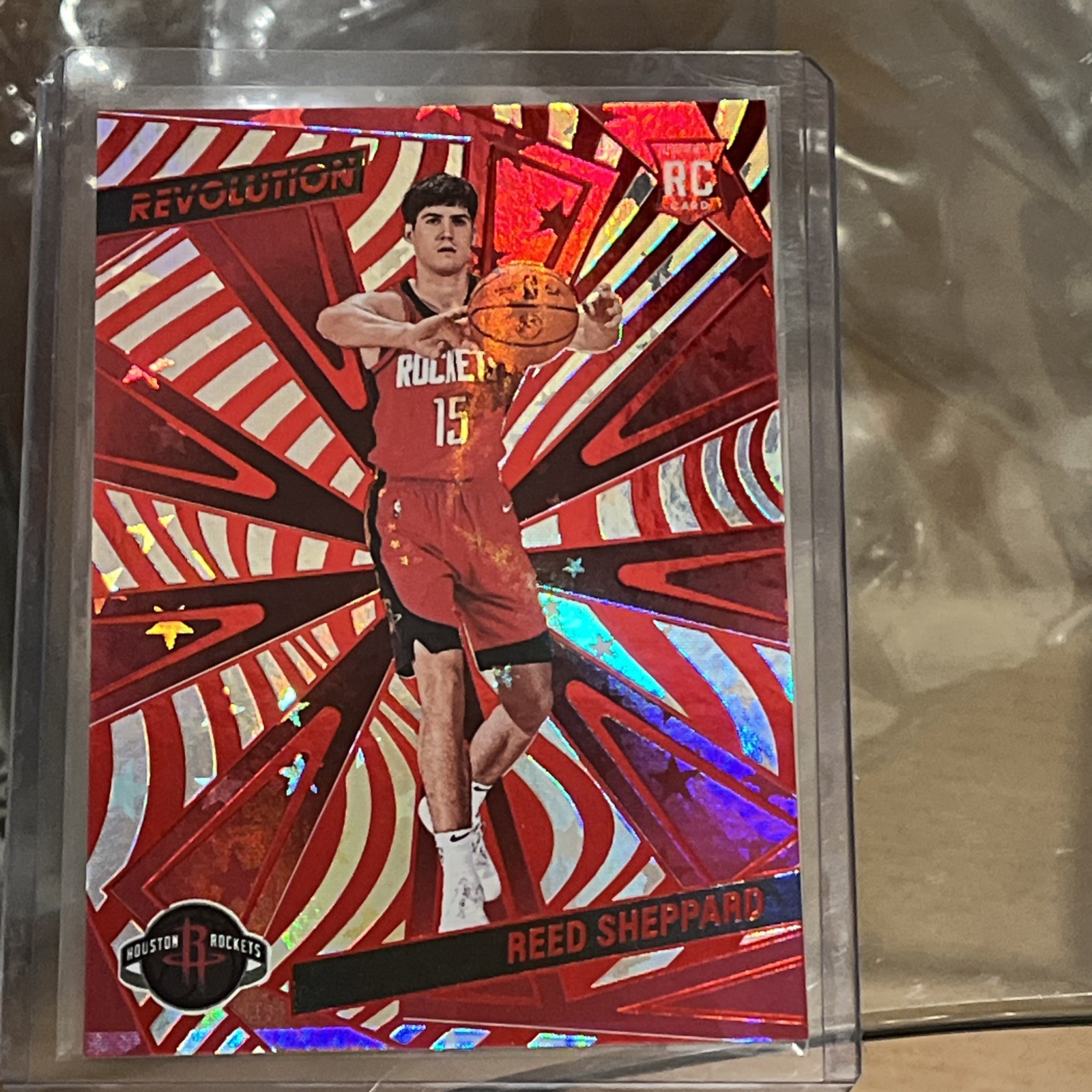 2024-25- Revolution - (Color Match) Reed Sheppard #145 Red Astro /299 (RC)