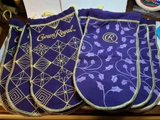 8 Crown Royal Holiday Bags  Purple With Gold  11” - 3 - 2024 & 5 - Leaf Pattern