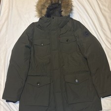 Levis Giacca Uomo XLarge Verde Ecopelliccia Cappuccio Parka Cappotto Invernale