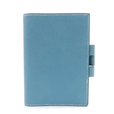 HERMES Agenda PM Veau Epsom Planner Cover □L Stamped Light Blue Auth Used F/S