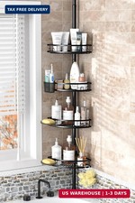 Tension Pole Shower Caddy Corner: Adjustable 4-Tier Bathroom Organizer Shelves -