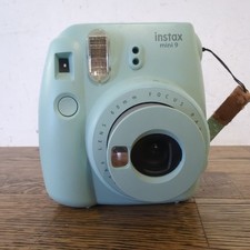 Fujifilm Instax Mini 9 Camera Pastel Blue Tested Working Missing Battery Cover