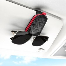 Sunglasses Holder for Car, Leather Magnetic Buckle Sun Visor Sunglass Clip, Tick