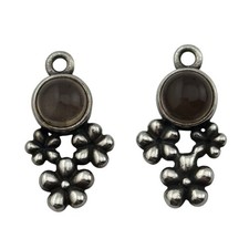 Pandora Compose Earring Charm Sterling Silver Smoky Quartz Bouquet Flower 290631