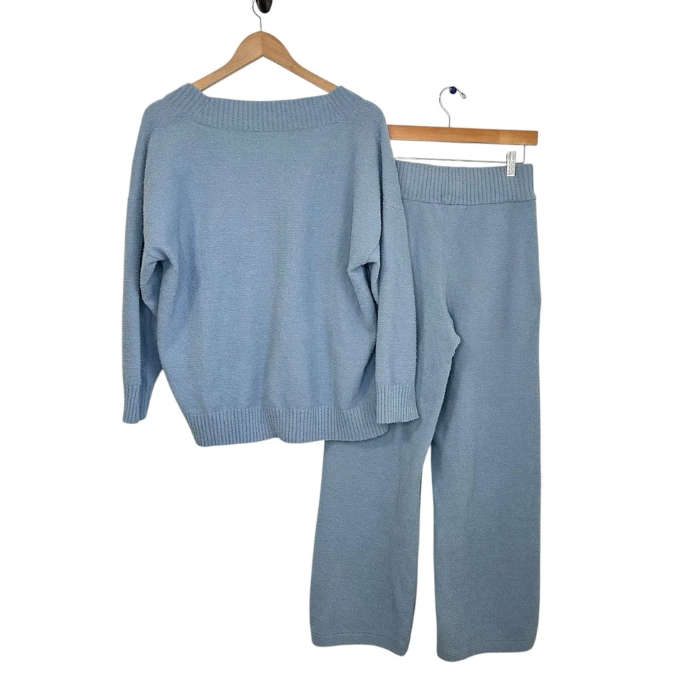 Conjunto de 2 pijamas de vellón para mujer Eberjey talla pequeña azul manga larga suave difuso Foto 2 de 4