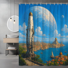 Stunning Space-Themed Shower Curtain for Home Decor