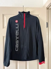 Castelli Jacket Mens Medium Black Cycling Race Day Track 14 Zip Mock Neck