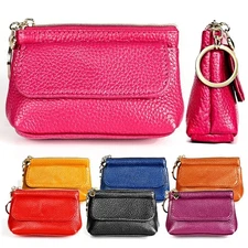 US Womens Small Mini Wallet Portable Coin Purse Card Holder Soft Genuine Leather