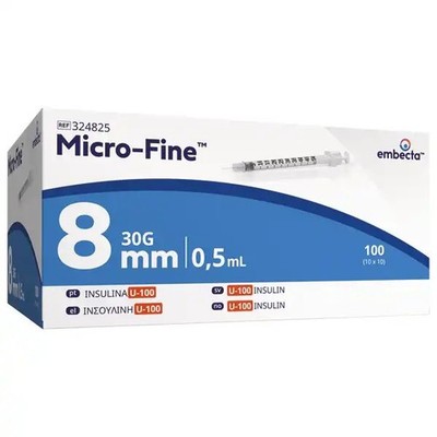 Embecta Insulinspritzen Microfine Plus 100 Stück  U100 - 0,5ml 30G  0,30 x 8mm