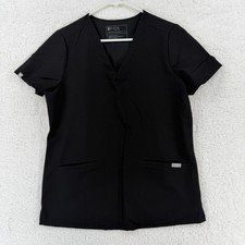 FIGS Scrub Shirt Womens Small Black V Neck Technical Collection FW1100