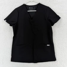 FIGS Scrub Shirt Womens Small Black V Neck Technical Collection FW1100