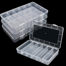 4 Pcs 6 Grids Tackle Box Organizer, Clear Plastic Fishing Tackle Storage Box, Vi