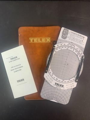 Vintage TELEX E-6B Computer FDF-47 / 50 / 51 Dead Reckoning Computer W/ Manual