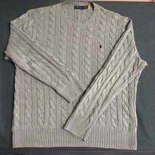 Vintage Polo Ralph Lauren Cable Knit Sweater Men Size XL Green Crew Neck
