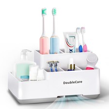Toothbrush Holder with Anti-Slip, Bathroom Organizer Countertop Detachable fo...