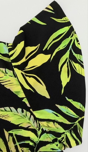 Susan Graver Blouse Women's Size 1X Black Green Tropical Liquid Knit Pre-owned - Picture 4 of 9