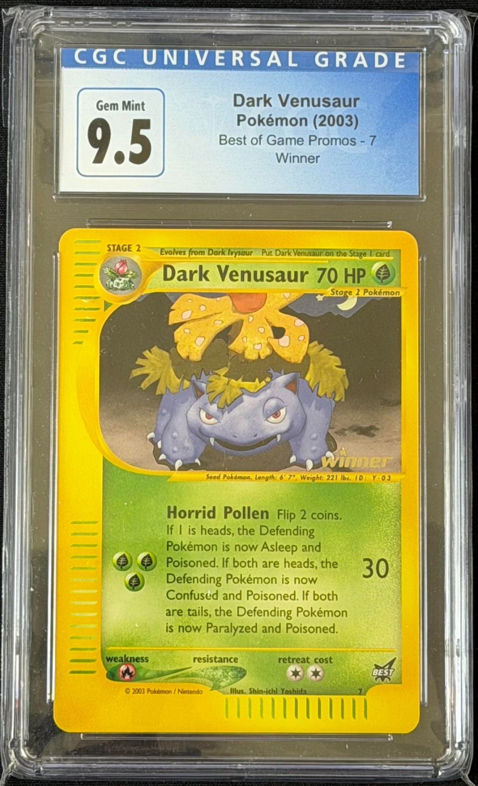 Pokemon Dark Venusaur Best of Game Winner Promo #7 CGC 9.5