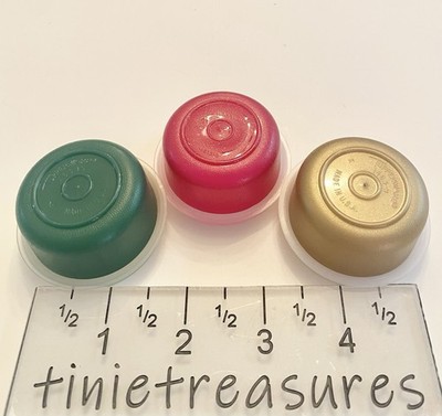 Tupperware Smidgets Set of 3 HTF Gold Green Red Sparkle New tinietreasures