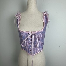 Scarlet Darkness Corset Top Purple Brocade Y2K Whimsigoth Fairy Renaissance 12