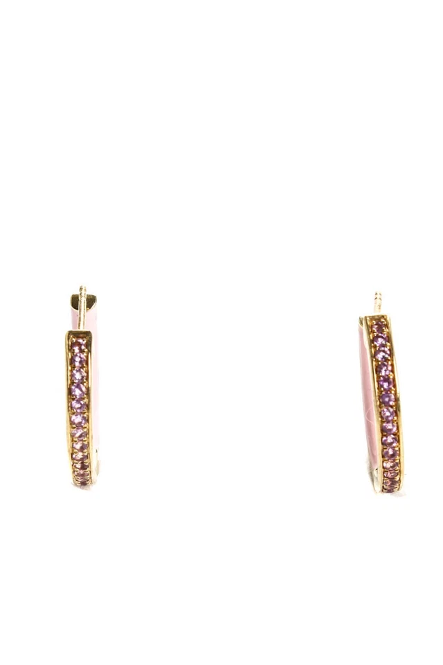 Aretes Rarities para mujer enchapados en oro rosa esmalte amatista Foto 2 de 4