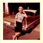1950s Plymouth Car & Woman Floral Blouse 1964 Photograph Americana Driveway
